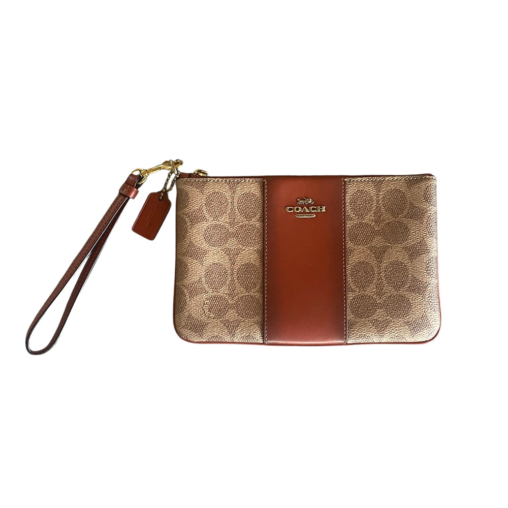 COACH Colorblock Signature Canvas Leather Trim Zip Wristlet Hang Tag 32445 NWOT